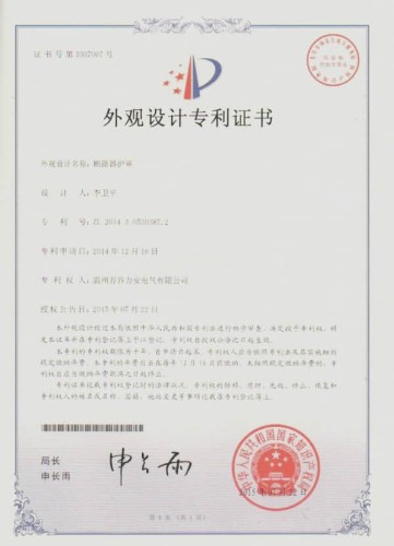 Design patent certificate